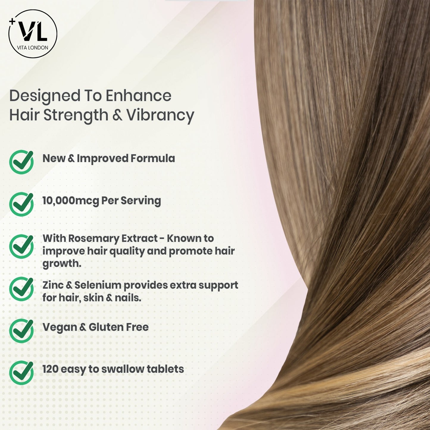 Biotin 10,000Mcg Skin Nails Hair Growth Tablets Zinc Selenium Rosemary Capsules