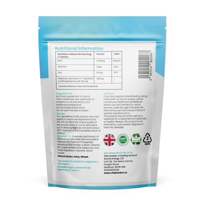 Biotin 10,000Mcg Skin Nails Hair Growth Tablets Zinc Selenium Rosemary Capsules