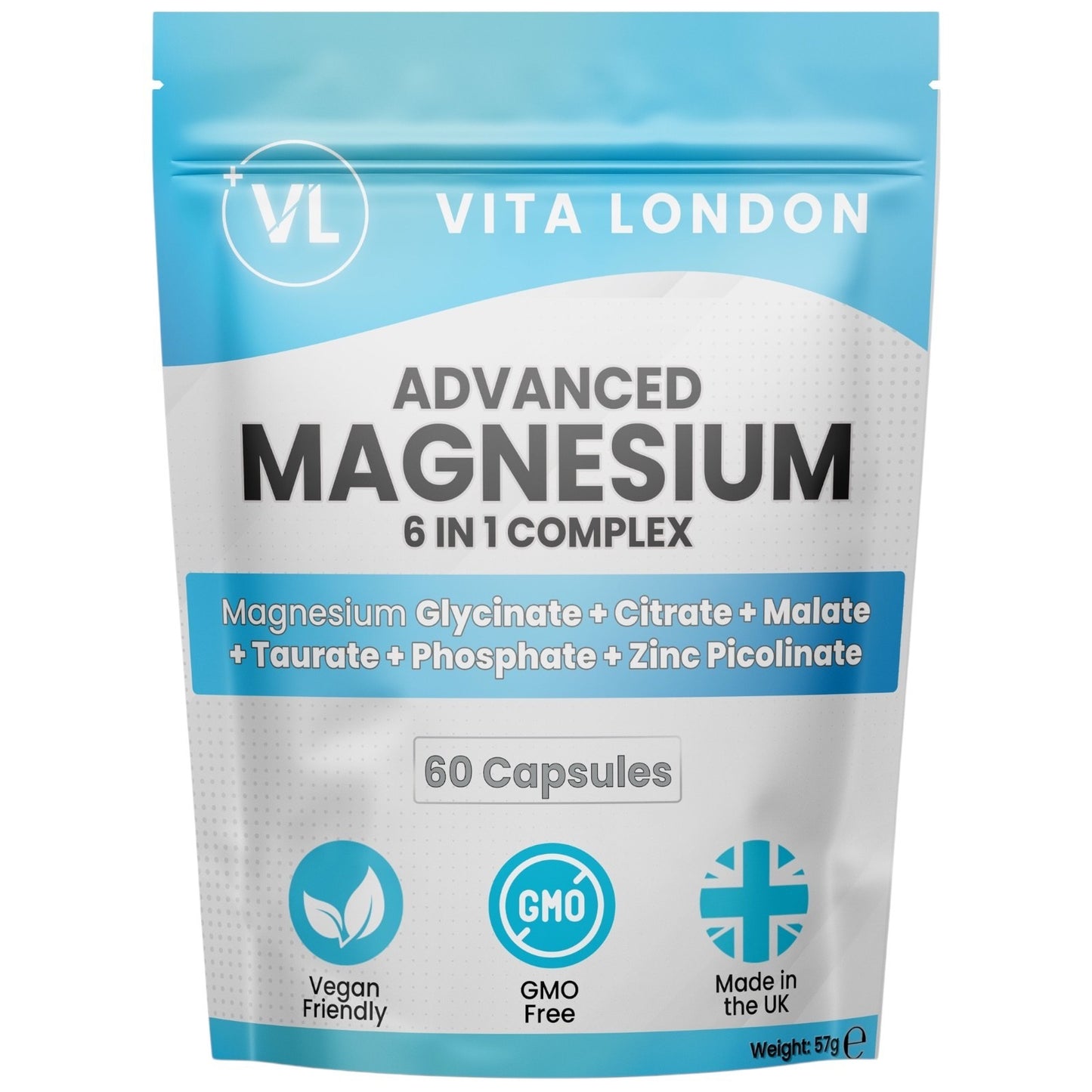 Magnesium Glycinate 6-In-1 Complex Capsules - Citrate Malate Taurate Zinc 1500Mg