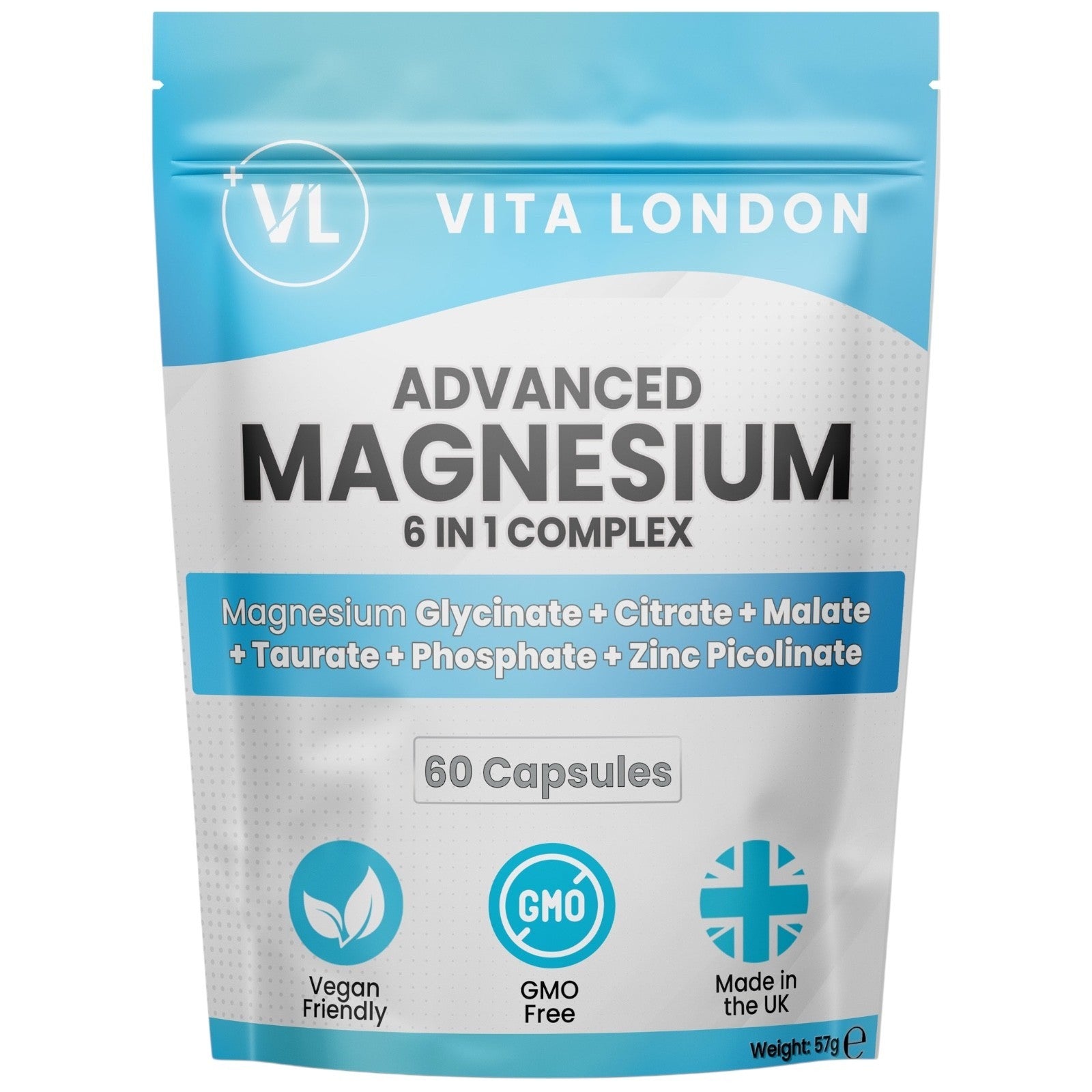 Magnesium Glycinate 6-In-1 Complex Capsules - Citrate Malate Taurate Zinc 1500Mg