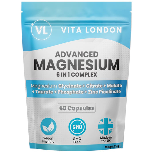 Magnesium Glycinate 6-In-1 Complex Capsules - Citrate Malate Taurate Zinc 1500Mg