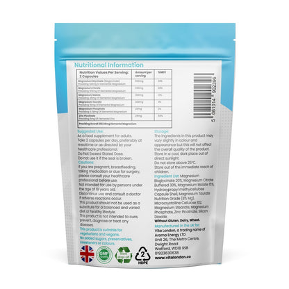 Magnesium Glycinate 6-In-1 Complex Capsules - Citrate Malate Taurate Zinc 1500Mg