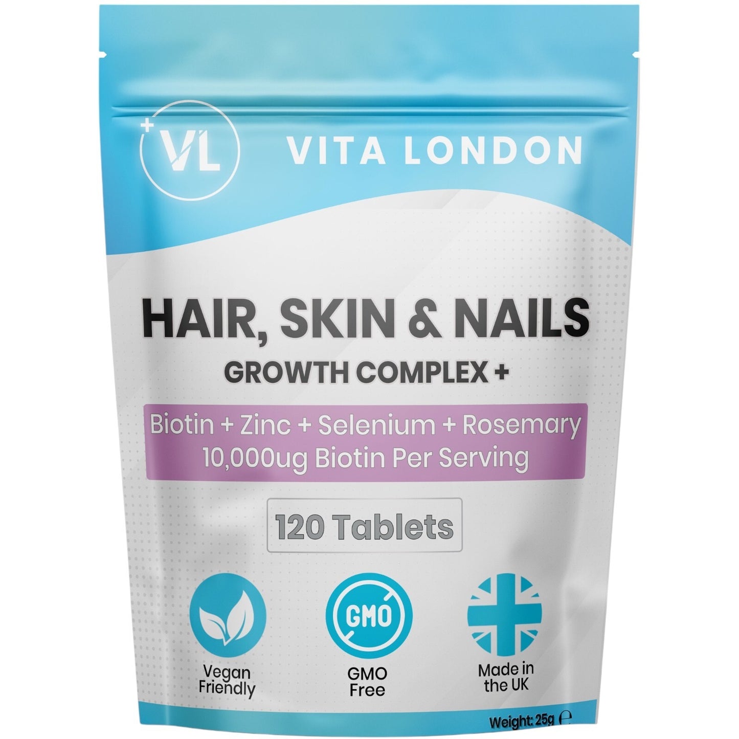 Biotin 10,000Mcg Skin Nails Hair Growth Tablets Zinc Selenium Rosemary Capsules