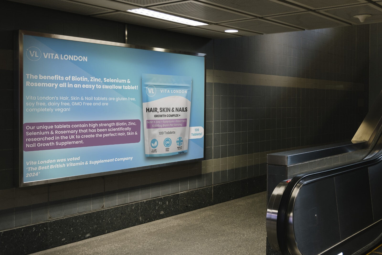 Biotin 10,000Mcg Skin Nails Hair Growth Tablets Zinc Selenium Rosemary Capsules